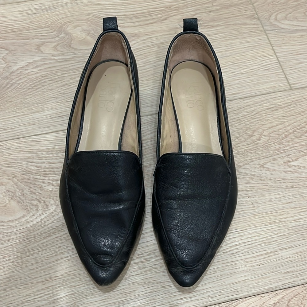 Franco Sarto Leather Flats In Black
